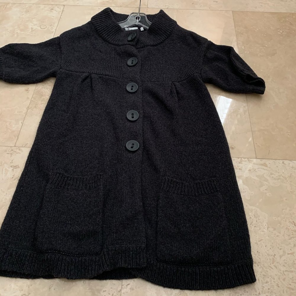 VINCE Sweater Charcoal Soft Wool Chunky Knit Button-Up Cardigan Jacket/dress M
